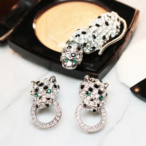 Rare Kenneth Jay Lane Leopard Doorknocker Earrings - Picture 8 of 8